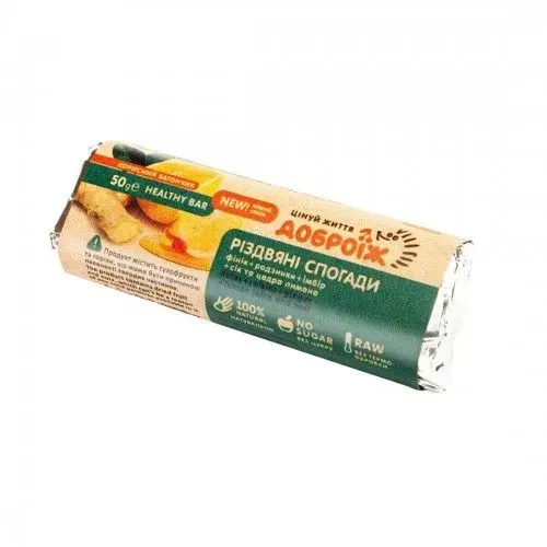 Батончик Різдвяні спогади 50 г ТМ Доброїж Батончик Різдвяні спогади 50 г ТМ Доброїж