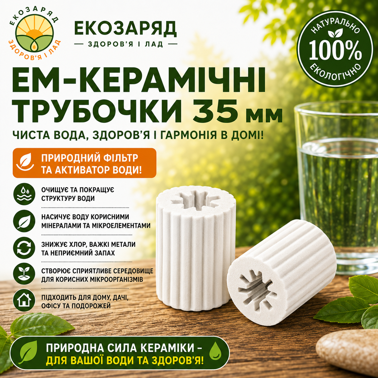 ЕМ керамічні трубочки 35 мм 1шт ТМ mikroveda ЕМ керамічні трубочки 35 мм 1шт ТМ mikroveda