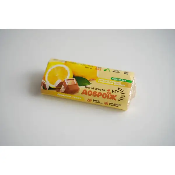 Батончик в молочному шоколаді Лимонна спека 36 г ТМ Доброїж