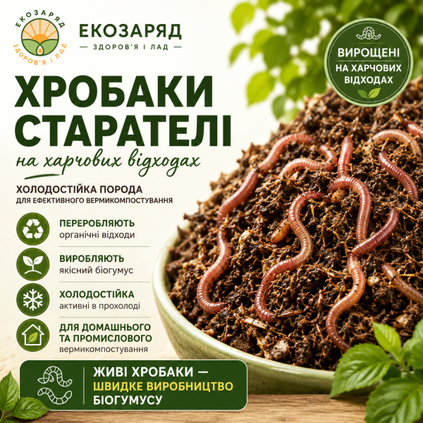 Хробаки Старателі на харчових відходах 3 5 л