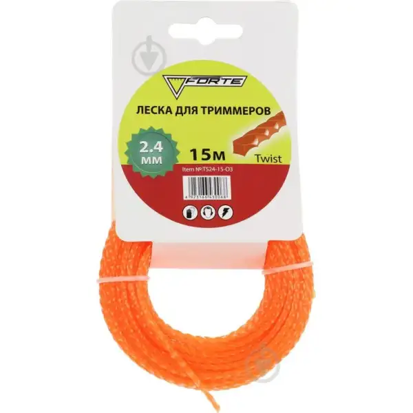 Ліска для мотокоси 2,4 мм*15 м, Кручений квадрат ts24 15 o3