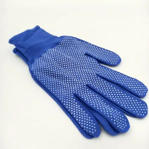 Рукавички трикотажні нейлонові we2143 сині+біла крапка