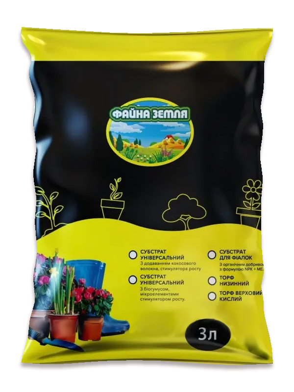 Торф верховий кислий 3 л Файна Земля ТМ Кіссон Торф верховий кислий 3 л Файна Земля ТМ Кіссон