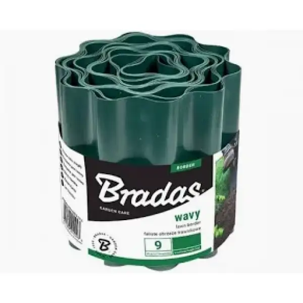 Стрічка бордюрна хвиляста зелена 100 мм*9 м obfg 0910 tm bradas