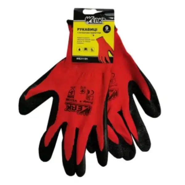 Рукавички ПЕ we2110h червоні чорний латекс