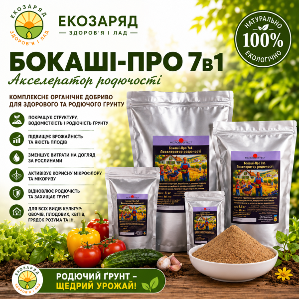 Бокаші Про 7в1, Акселератор родючості 0,2 4,0 кг, ТМ Заря Мікробіоефект
